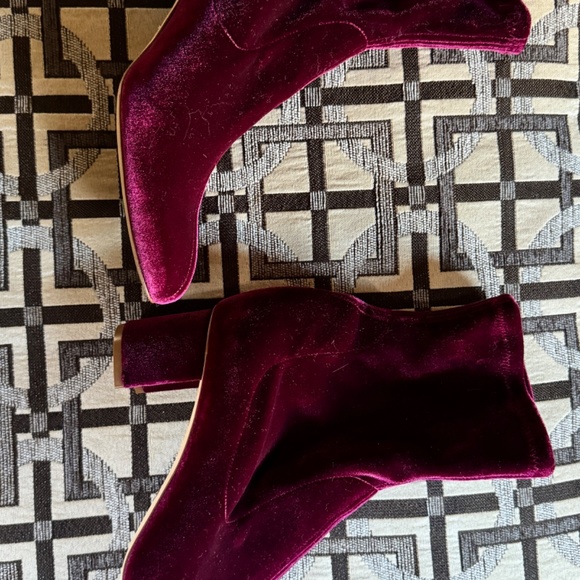 NEW Sarah Flint Alexandra Mid Velvet Sock Booties - Dark Pink - Picture 4 of 8